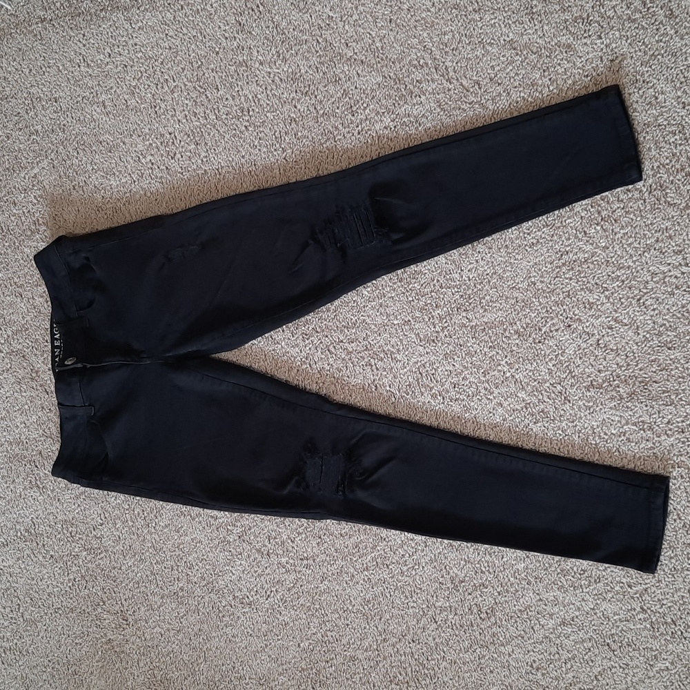 American Eagle Outfitters super stretch x jeggings size 4 black distressed